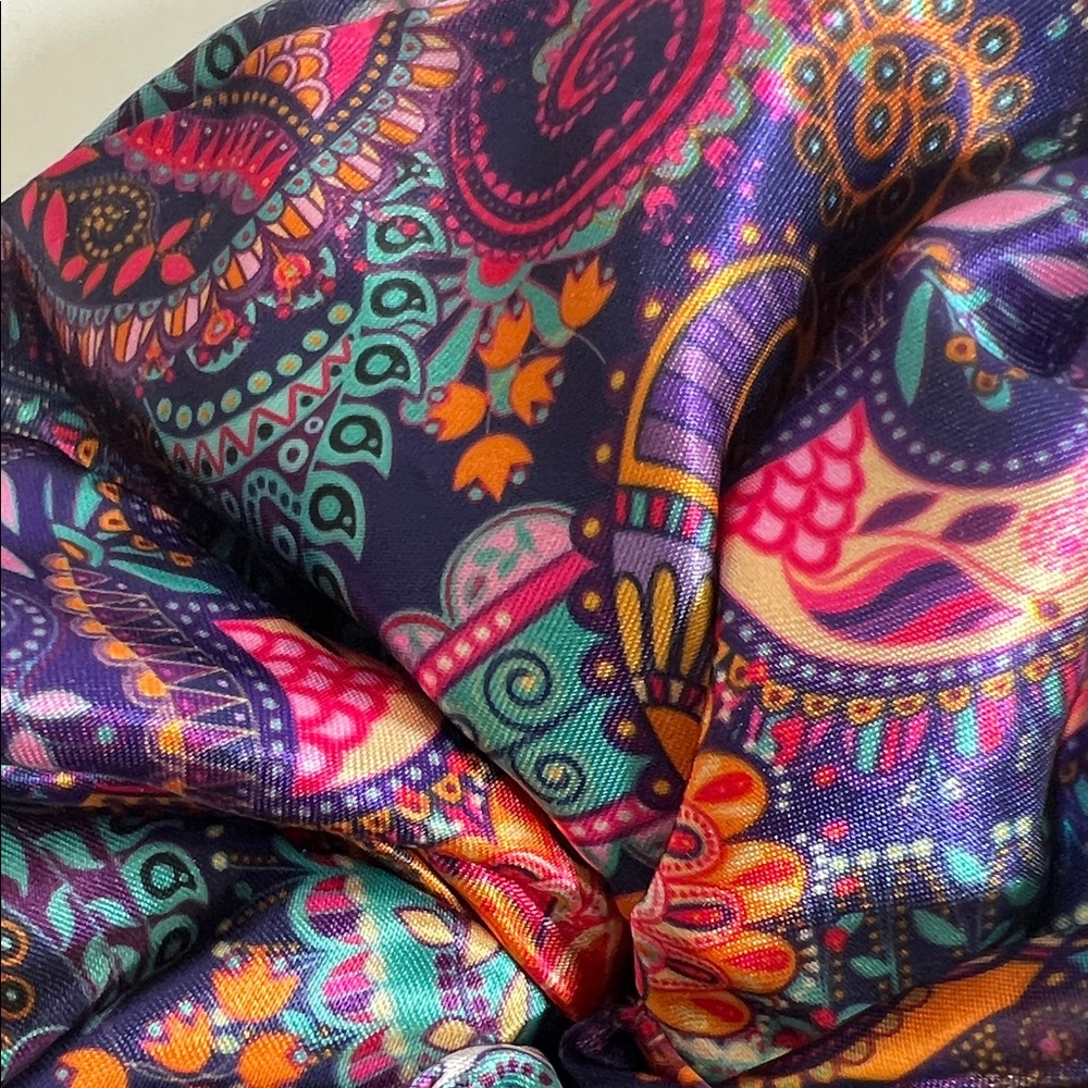 Handmade Jumbo Vibrant Paisley Silk Hair Scrunchie - Picture 3 of 5